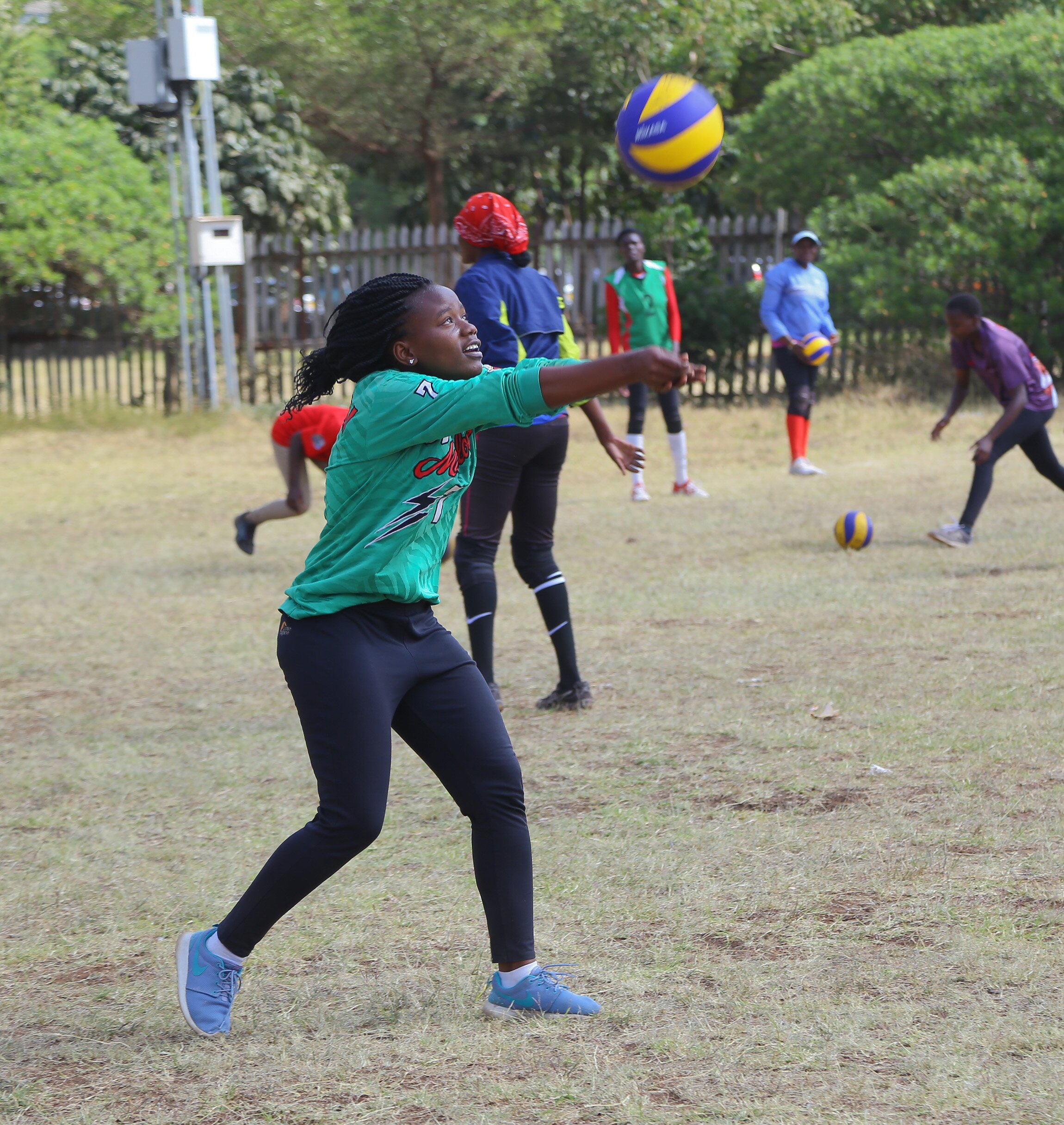 Lucky Junior, warms up with a Volleyball during the training at Railways club hoping to join KCB